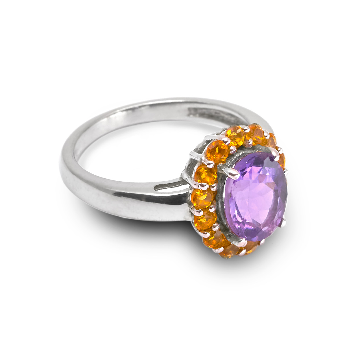 Bague amethyste, citrine argent Neela